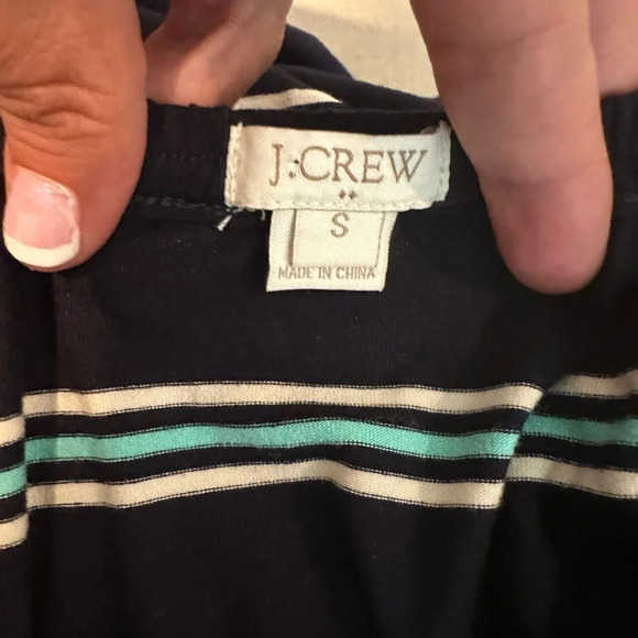 J. Crew Navy White & Aqua Striped Maxi Dress pockets size small - Picture 7 of 7